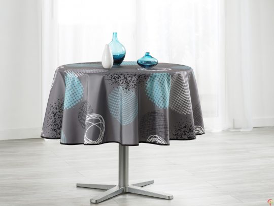 Nappe ronde/ovale anti tâche Fantaisie turquoise