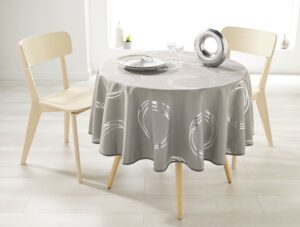 Nappe ronde anti tâche Taupe chic et moderne